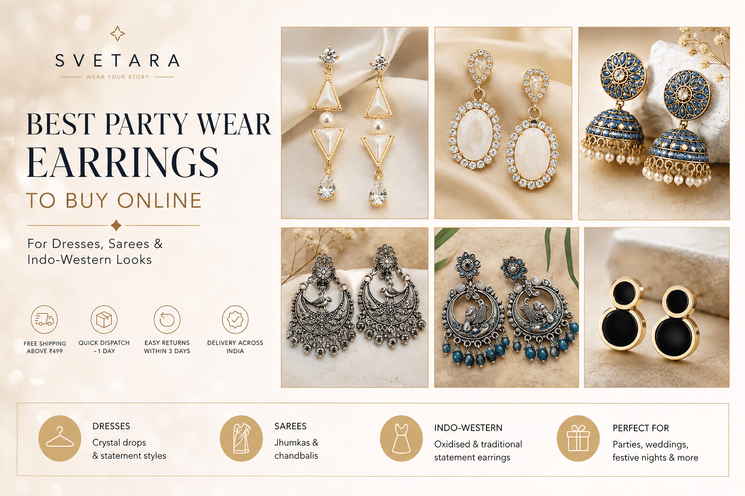 Best Party Wear Earrings to Buy Online for Dresses, Sarees & Indo-Western Looks